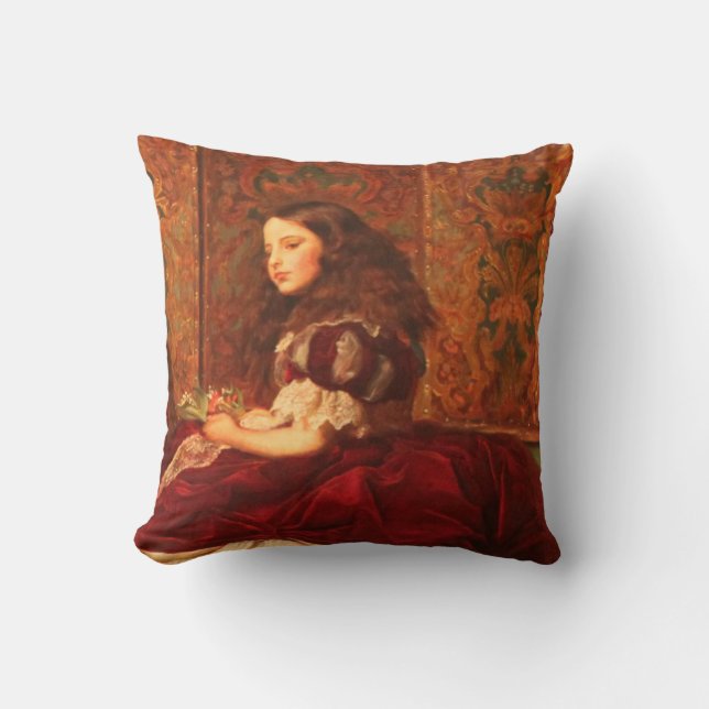 Vintages Viktorianisches kleines Mädchen in Rotem  Kissen (Vorderseite)