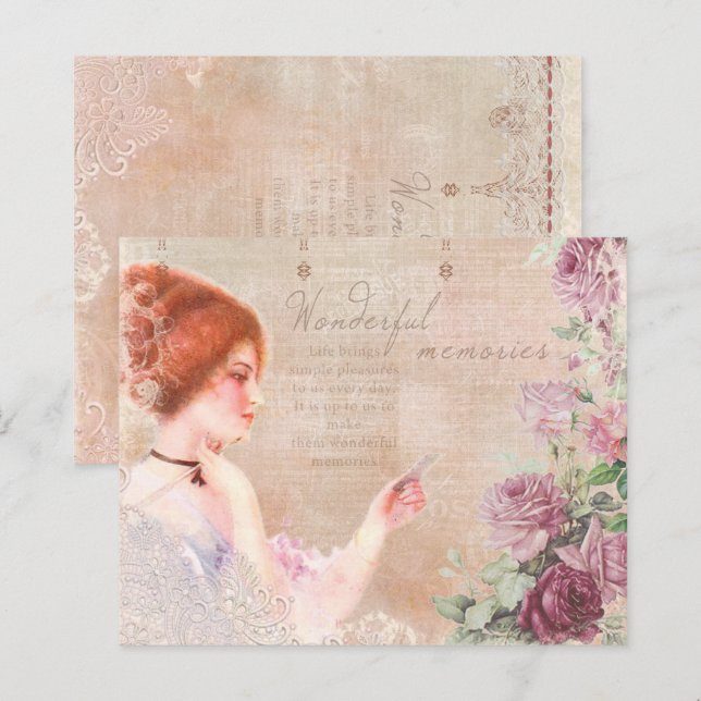 Vintages Viktorianisches Lady Decoupage Scrapbook (Vorne/Hinten)