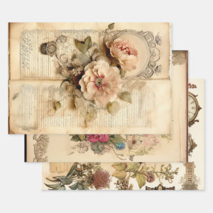 Vintages Viktorianisches Muster Geschenkpapier Set