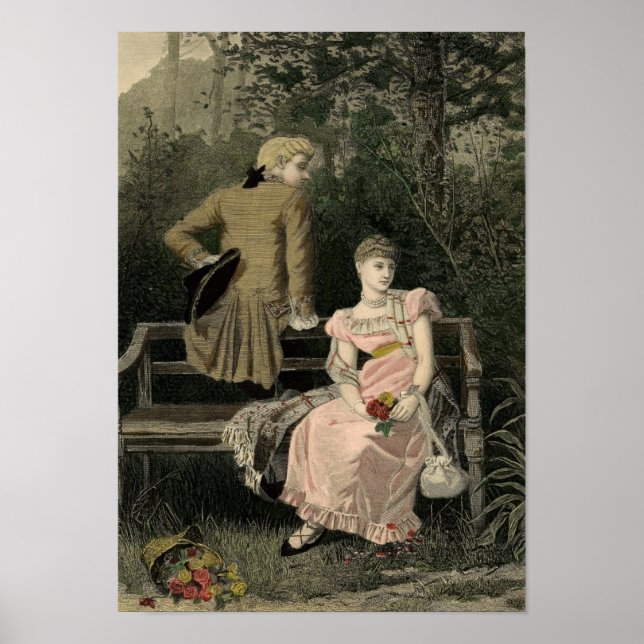 Vintages Viktorianisches Paar auf dem Benediktiner Poster (Vorne)