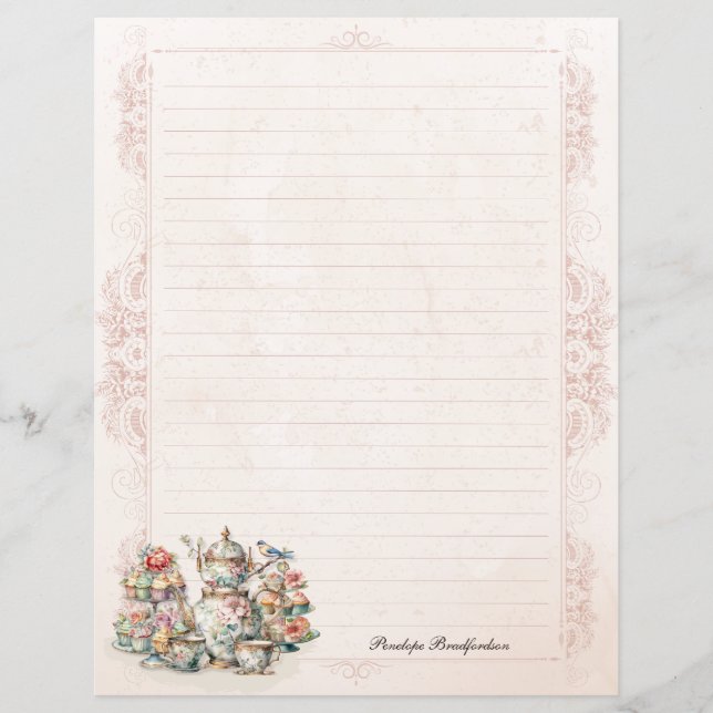 Vintages Viktorianisches Rose Teegeflecht Papier (Vorderseite)