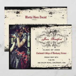Vintages Viktorianisches Skull-Abschluss-Foto Einladung
