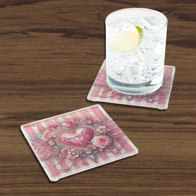 Vintages Viktorianisches Valentinherz Glasuntersetzer (Von Creator hochgeladen)