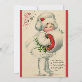 Vintages Viktorianisches Weihnachtskind mit Mistle Feiertagskarte
