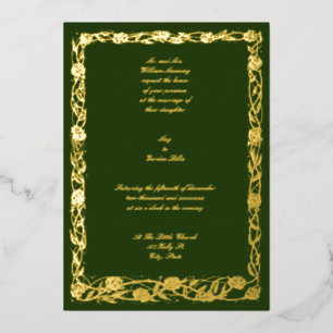 Vintages Viktorianisches Zeitalter Jugendstil Rose Folieneinladung