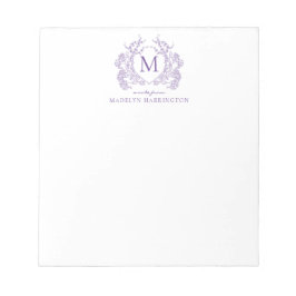 Vintages Violett Floral Wappen Monogramm Notizblock