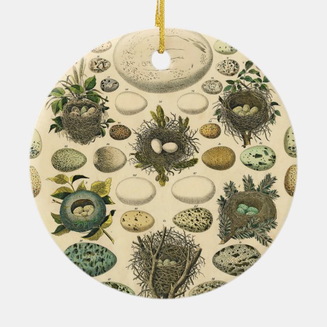 Vintages Vogeleier Nest Malereieier Keramik Ornament (Hinten)