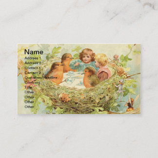 Vintages Vogelnest-Party Visitenkarte