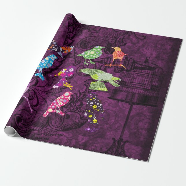 Vintages Vogelschutzpapier Geschenkpapier (Ungerollt)