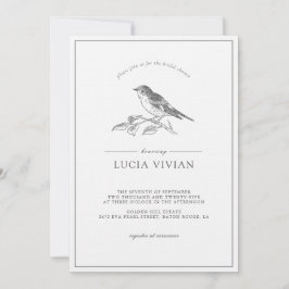Vintages Vogelschwarz-Weiß-Brautparty Einladung
