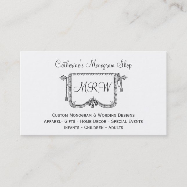 Vintages Vorhang Tassle Visitenkarte (Vorderseite)