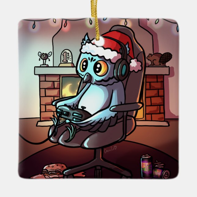 Vintages VR & Gaming Weihnachten Keramikornament (Vorderseite)