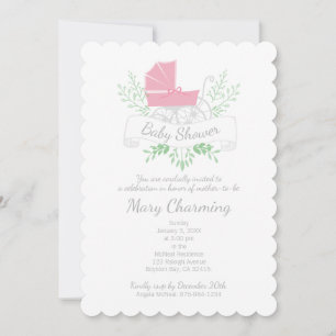 Vintages Wagenmädchen BABY SHOWER Einladung