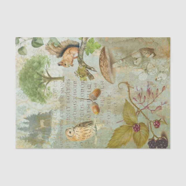 Vintages Waldland Ephemera Seidenpapier (Vorderseite)