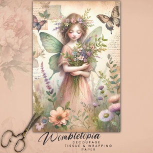 Vintages Waldland Fairy Ephemera Decoupage Seidenpapier