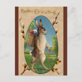 Vintages Wandern Osterhase Postkarte