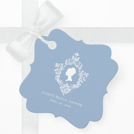 Vintages Wappen Regency Powder Blue Brautparty Geschenkanhänger