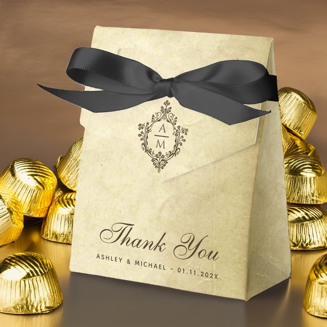 Vintages Wappen Wedding Monogram Parchment Vielen  Geschenkschachtel (Von Creator hochgeladen)