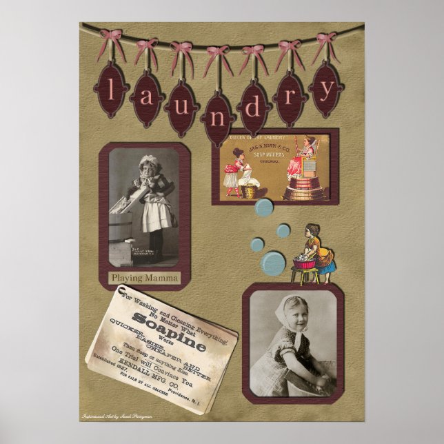 Vintages "Wäscherei"-Handbuch drucken Poster (Vorne)