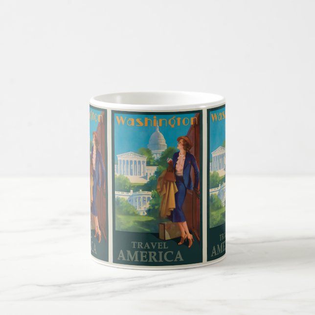 Vintages Washington DC: American Travel Verwandlungstasse (Mittel)