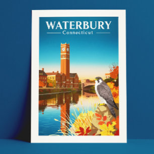 Vintages Wasserbury Connecticut Postkarte