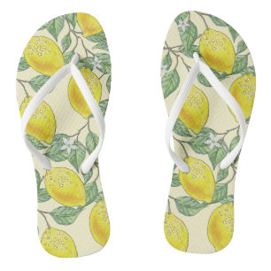 Vintages Wasserfarben Sommerzitronenmuster Flip Flops