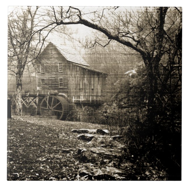 Vintages Wasserrad Fliese (Vorderseite)