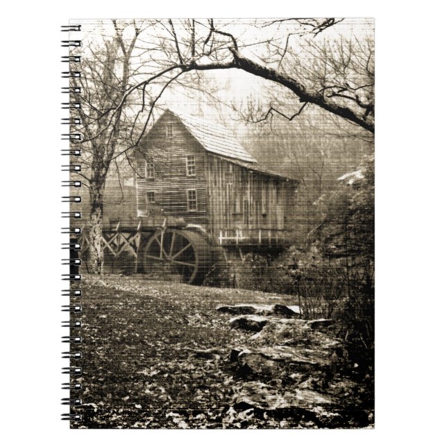 Vintages Wasserrad Notizblock (Vorderseite)