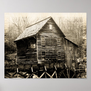 Vintages Wasserrad Poster