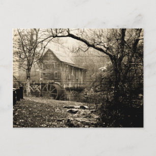 Vintages Wasserrad Postkarte