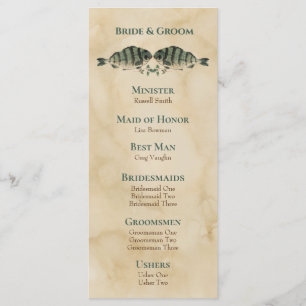 Vintages Watercolor-Fisch-Hochzeits-Programm Programm