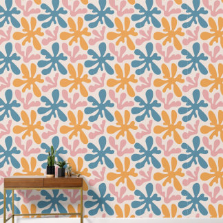 Vintages Wavy Retro Groovy Pastel Floral Muster Tapete