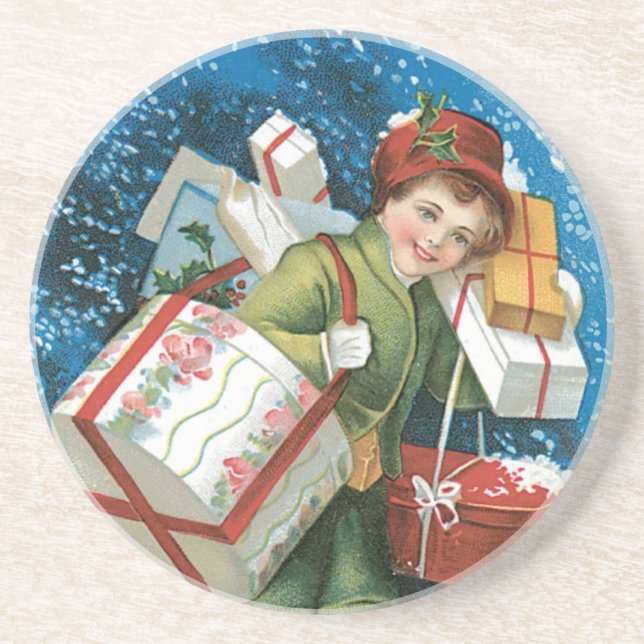 Vintages Weihnachten Getränkeuntersetzer (Vorne)