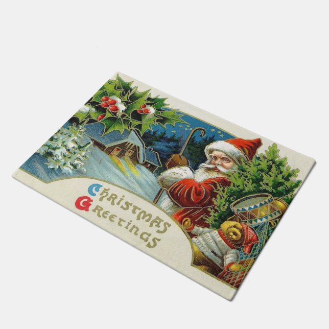 Vintages Weihnachten Sankt Fußmatte (Schrägansicht)