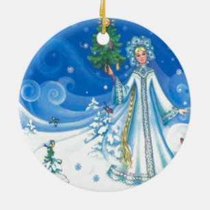 Vintages Weihnachten, schneien Mädchen Keramikornament