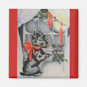 Vintages Weihnachten - Scottie-Hund, Magnet