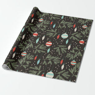 Vintages Weihnachten verziert schwarzes Geschenkpapier