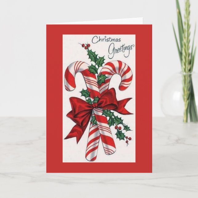 Vintages Weihnachten - Zuckerstange-Grüße, (Vorderseite)