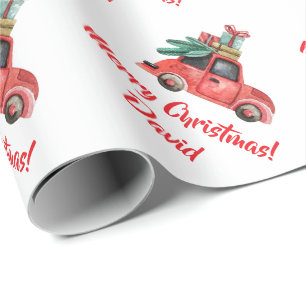 Vintages Weihnachtsauto, das Baumverpackungspapier Geschenkpapier