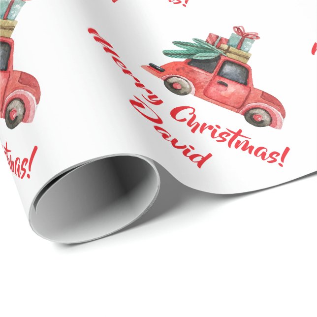 Vintages Weihnachtsauto, das Baumverpackungspapier Geschenkpapier (Rolleneckpunkt)