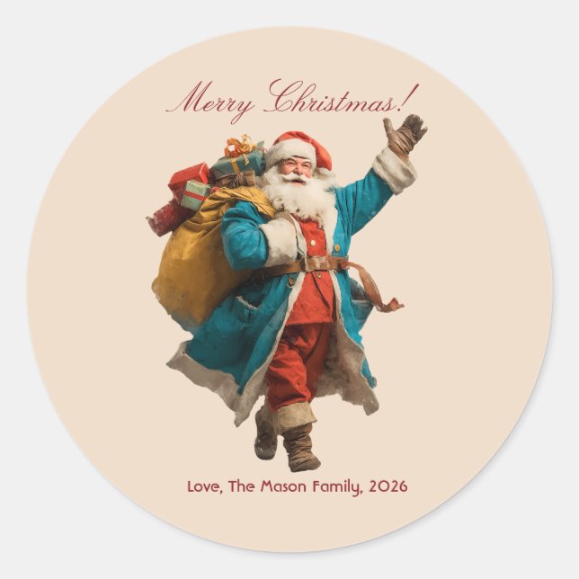 Vintages Weihnachtsdesign Runder Aufkleber (Vorderseite)