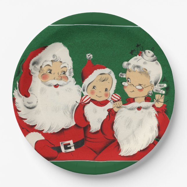 Vintages Weihnachtsfest Pappteller (Vorderseite)