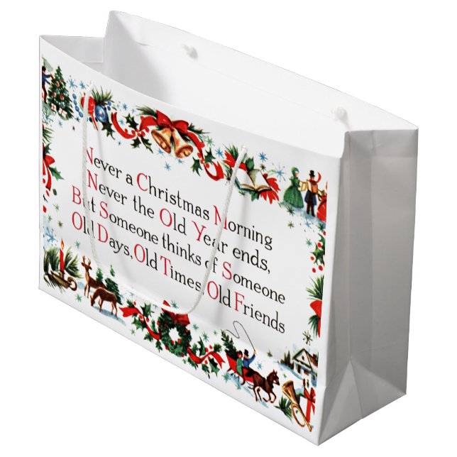 Vintages Weihnachtsgedicht Große Geschenktüte (Vorderseite Schrägansicht)