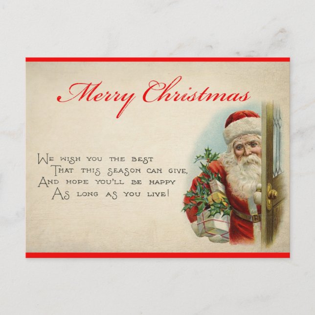 Vintages Weihnachtsgedicht Niedlich Postkarte (Vorderseite)