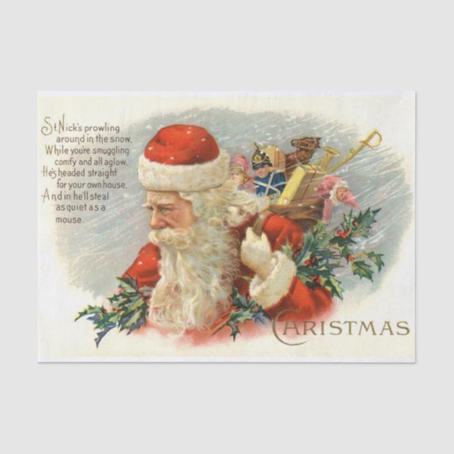 Vintages Weihnachtsgedicht Seidenpapier (Vorderseite)