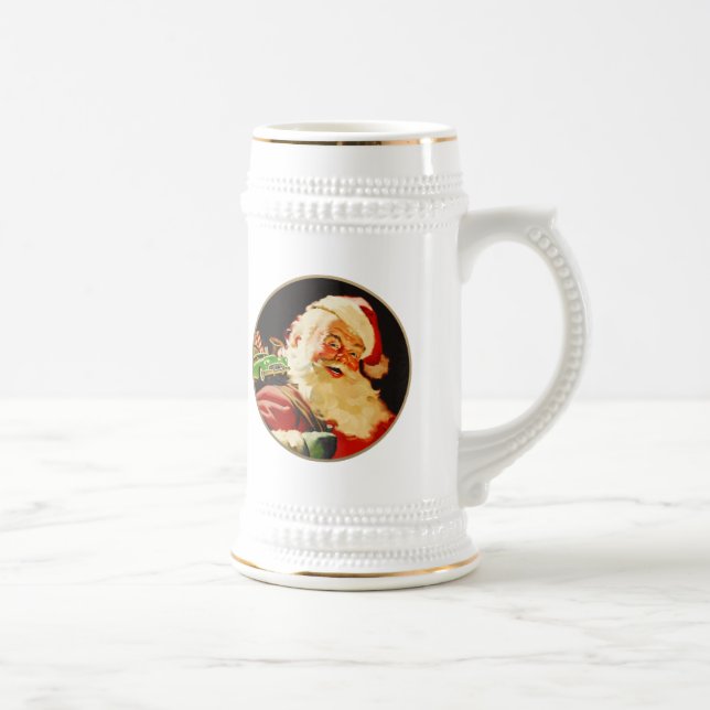 Vintages Weihnachtsgeschenk des Weihnachtsmanns Bierglas (Rechts)