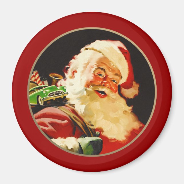 Vintages Weihnachtsgeschenk des Weihnachtsmanns Magnet (Vorne)