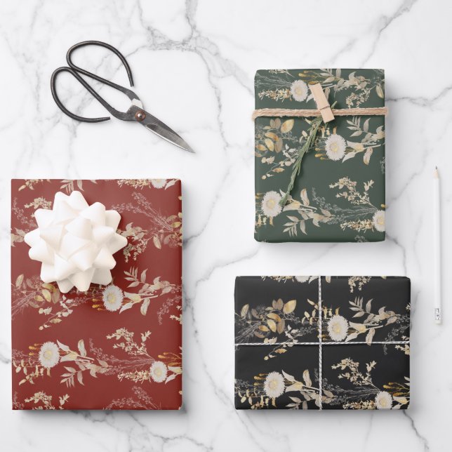 Vintages Weihnachtsgeschenkpapier Set 3 Geschenkpapier Set (Vorderseite)