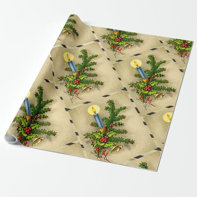 Vintages Weihnachtsgrün, Kerzenwackelpapier Geschenkpapier (Ungerollt)
