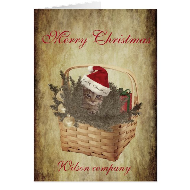 Vintages Weihnachtskätzchen im Korb (Vorne)